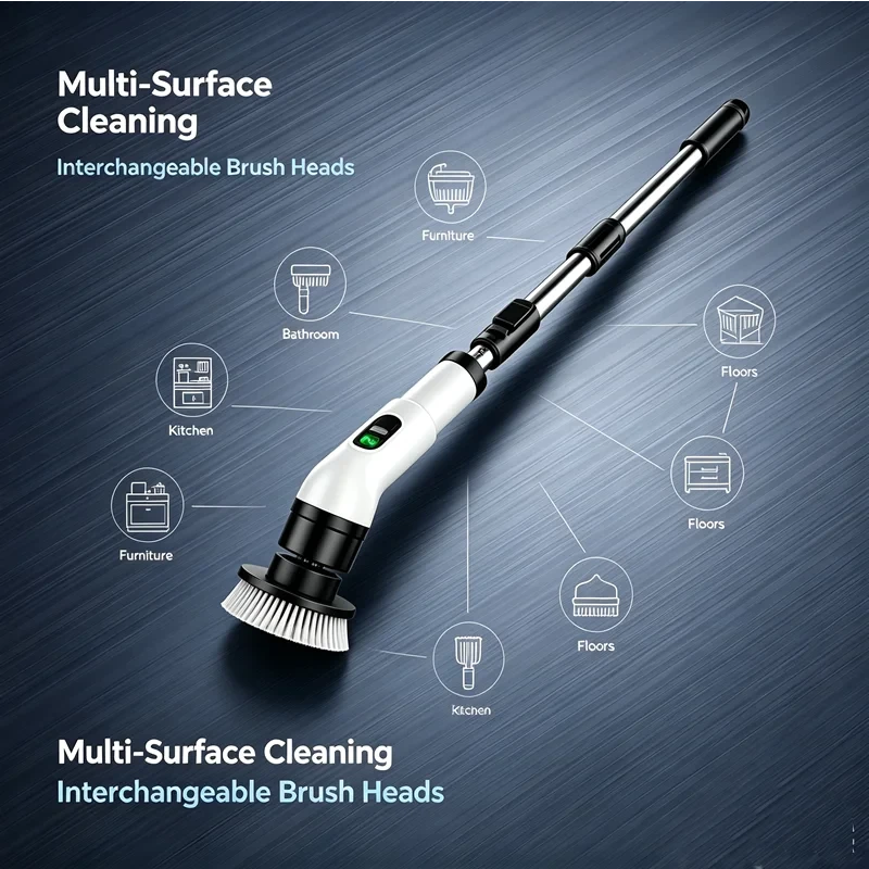 Household Cordless Spin Scrubber Multipurpose Cleaning Brush  Kitchen Gadgets Hair Brushes Bathroom Broom Toilet Electric Mops